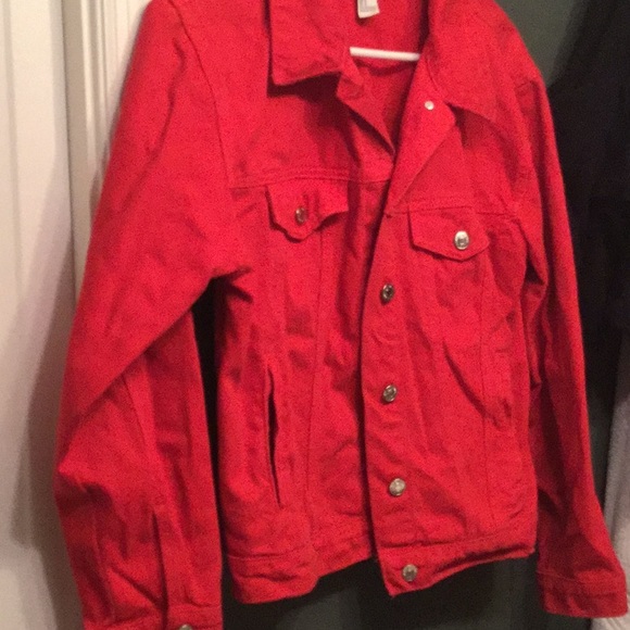 Red jean jacket forever 21 Clearance